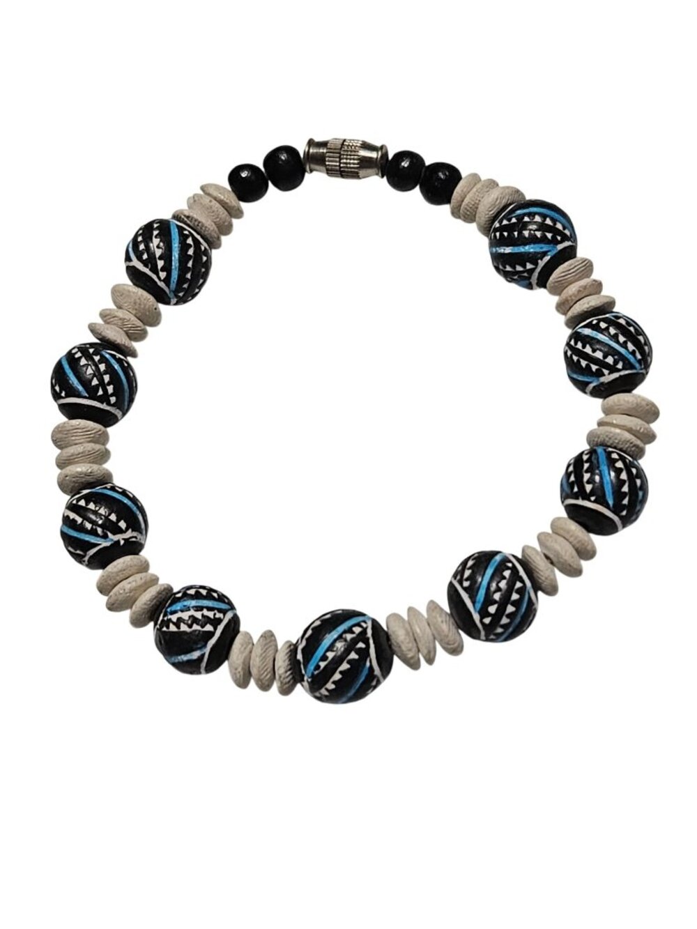 African Inspired Tribal Beaded Bracelet White Disc Bead Spacers Jewelry Unisex